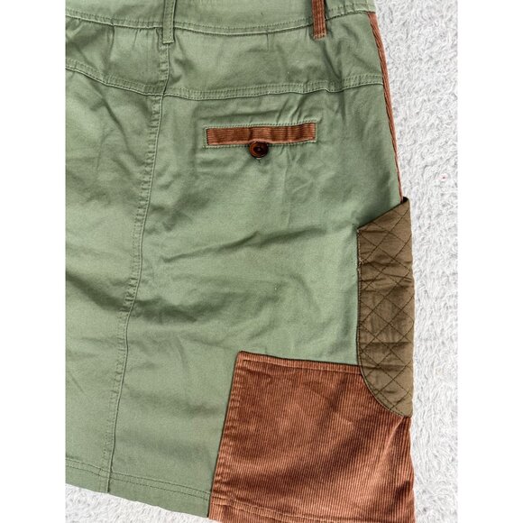 Anthropologie Meadow Rue Patchwork A-Line Skirt Sz 4 Cotton Blend Green/Brown - Picture 16 of 16